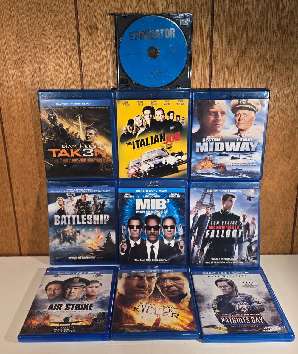 Blu-ray Movie Lot 10 Mission Impossible Fallout Men In Black 3 Taken Predator
